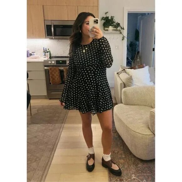 Free People Sheer Delight Mini Dress Black Lace - Picture 1 of 7
